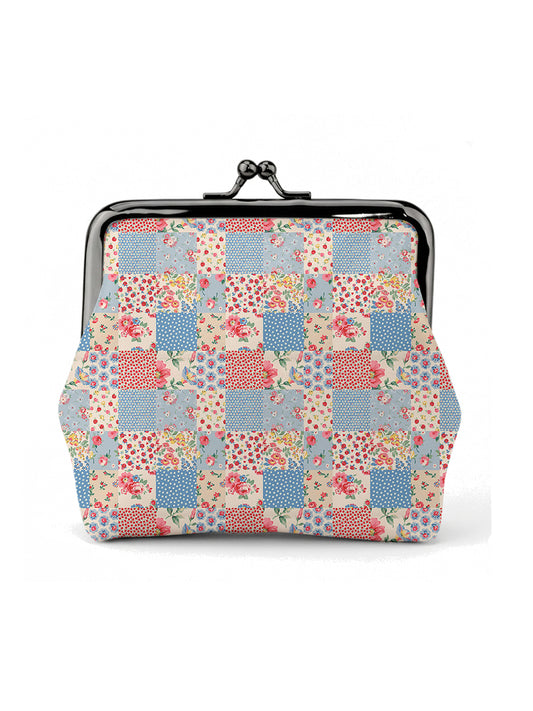 Pastel Patc Print Leather Mini Clasp Purse