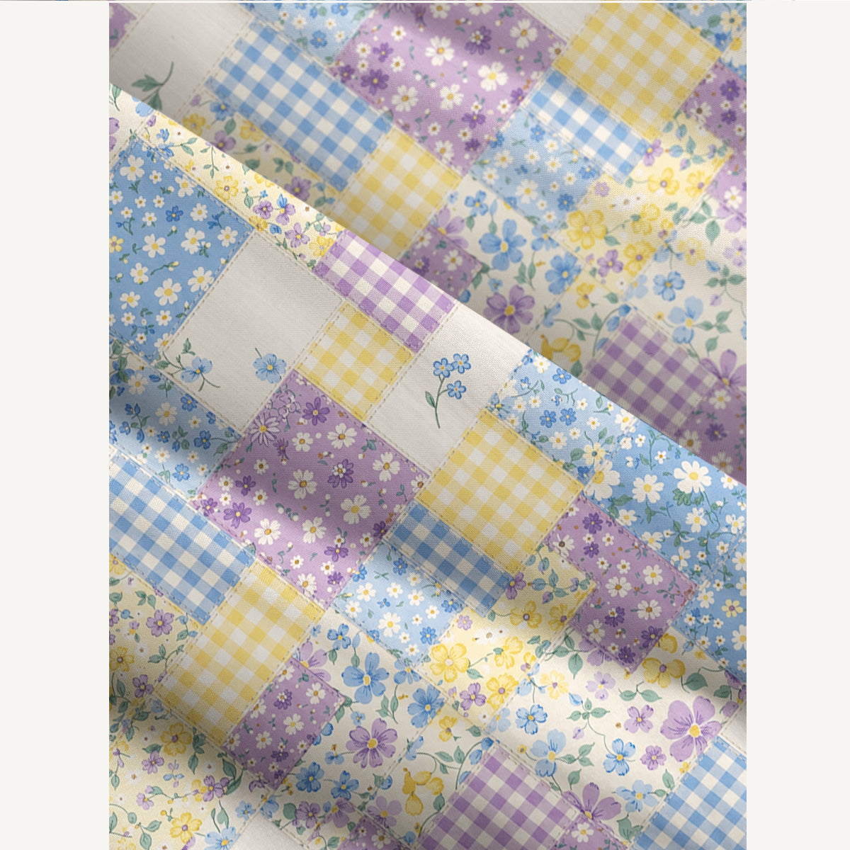 Square Neck Floral Meadow Patchwork Print Wide Straps Maxi Dress With Pockets