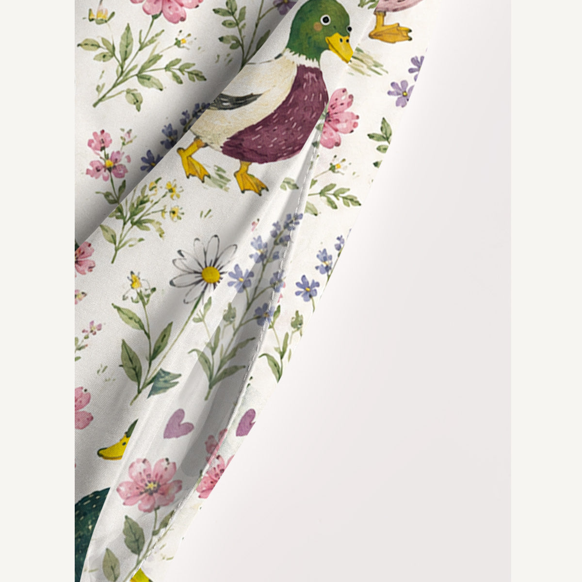 Watercolor Duck Print Wide Straps Maxi Dress With Pockets