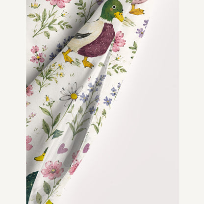Watercolor Duck Print Wide Straps Maxi Dress With Pockets