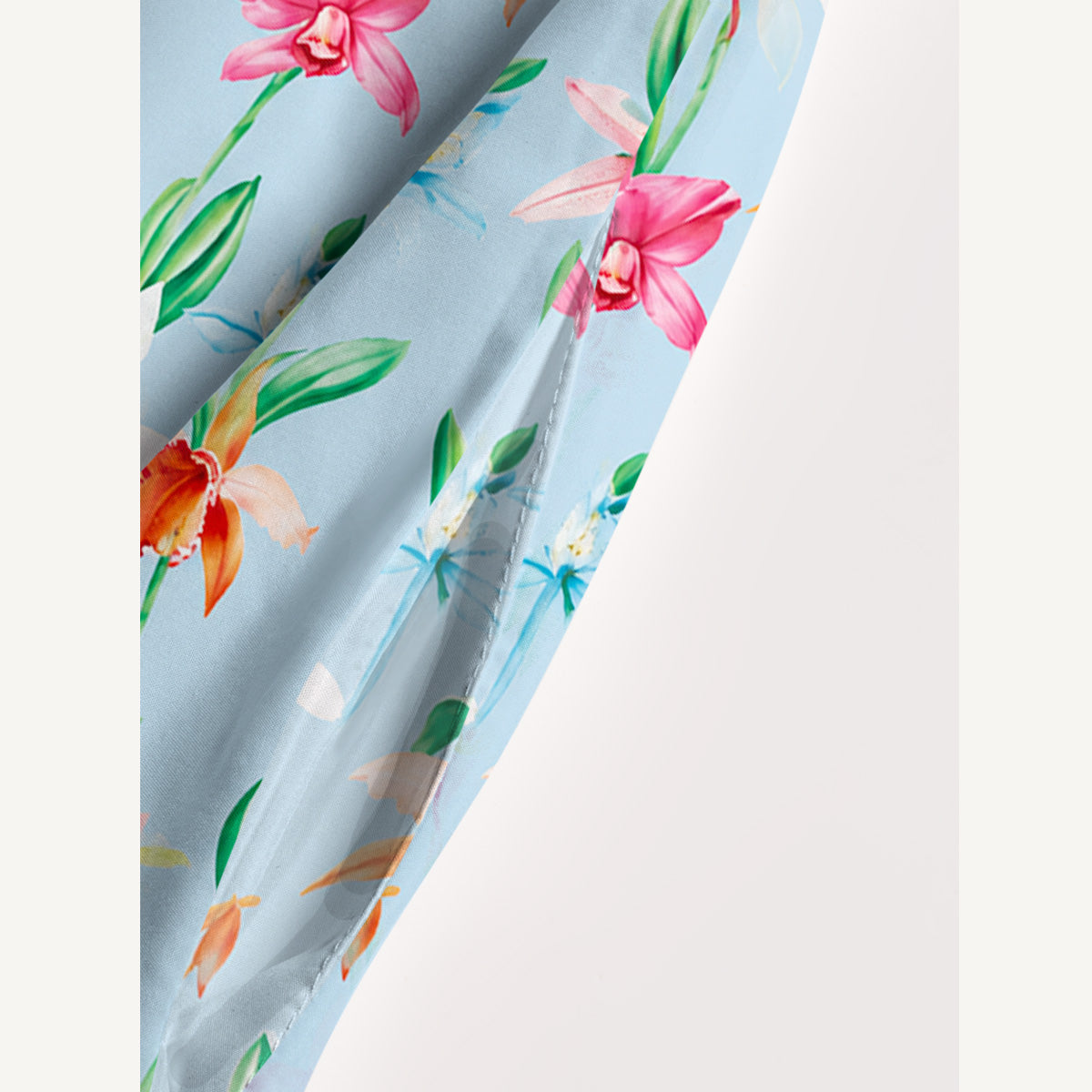 Colourful Orchid Print Wide Straps Maxi Dress With Pockets