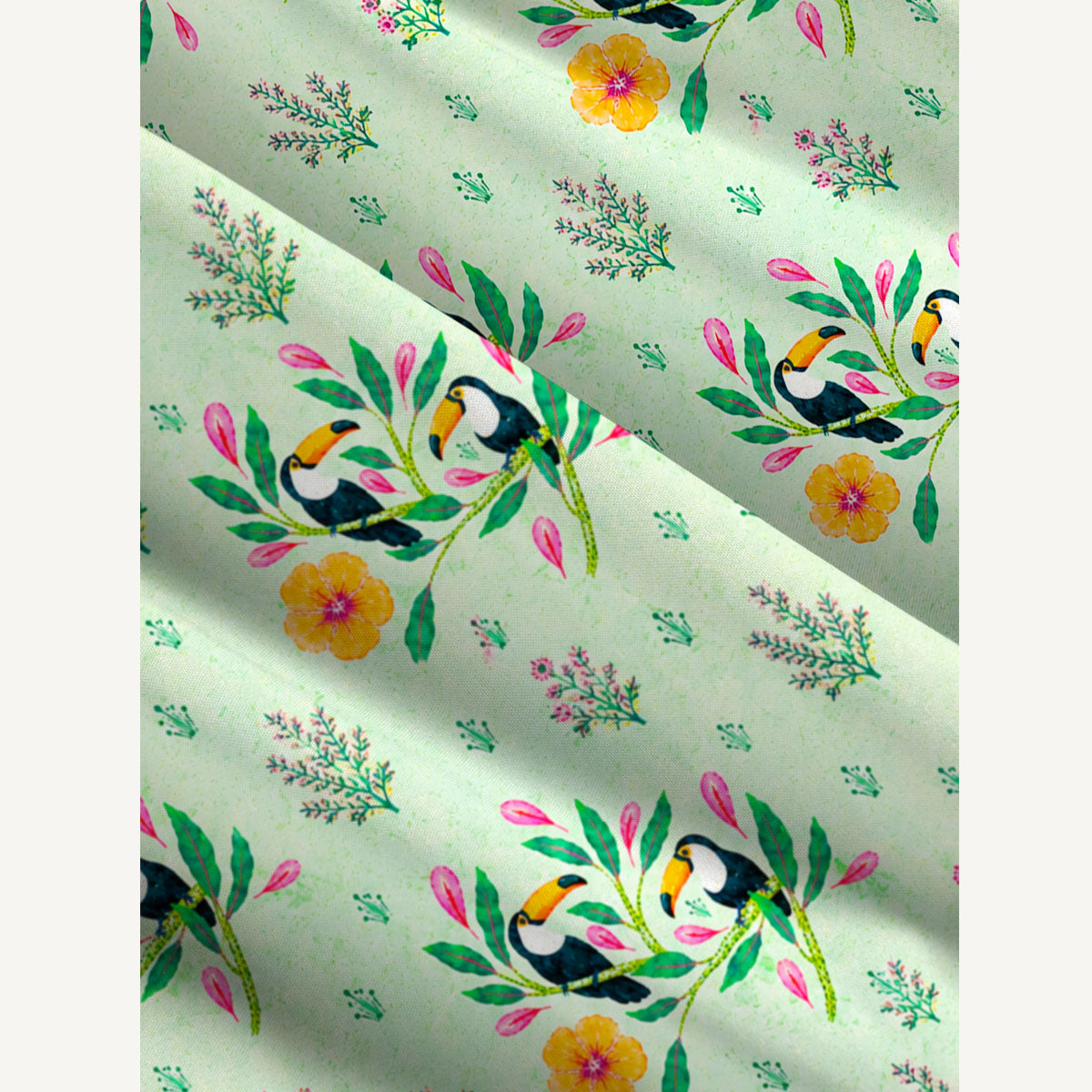 Tropical Toucan Garden Print Wide Straps Maxi Dress With Pockets