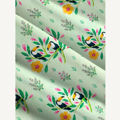 Tropical Toucan Garden Print Wide Straps Maxi Dress With Pockets