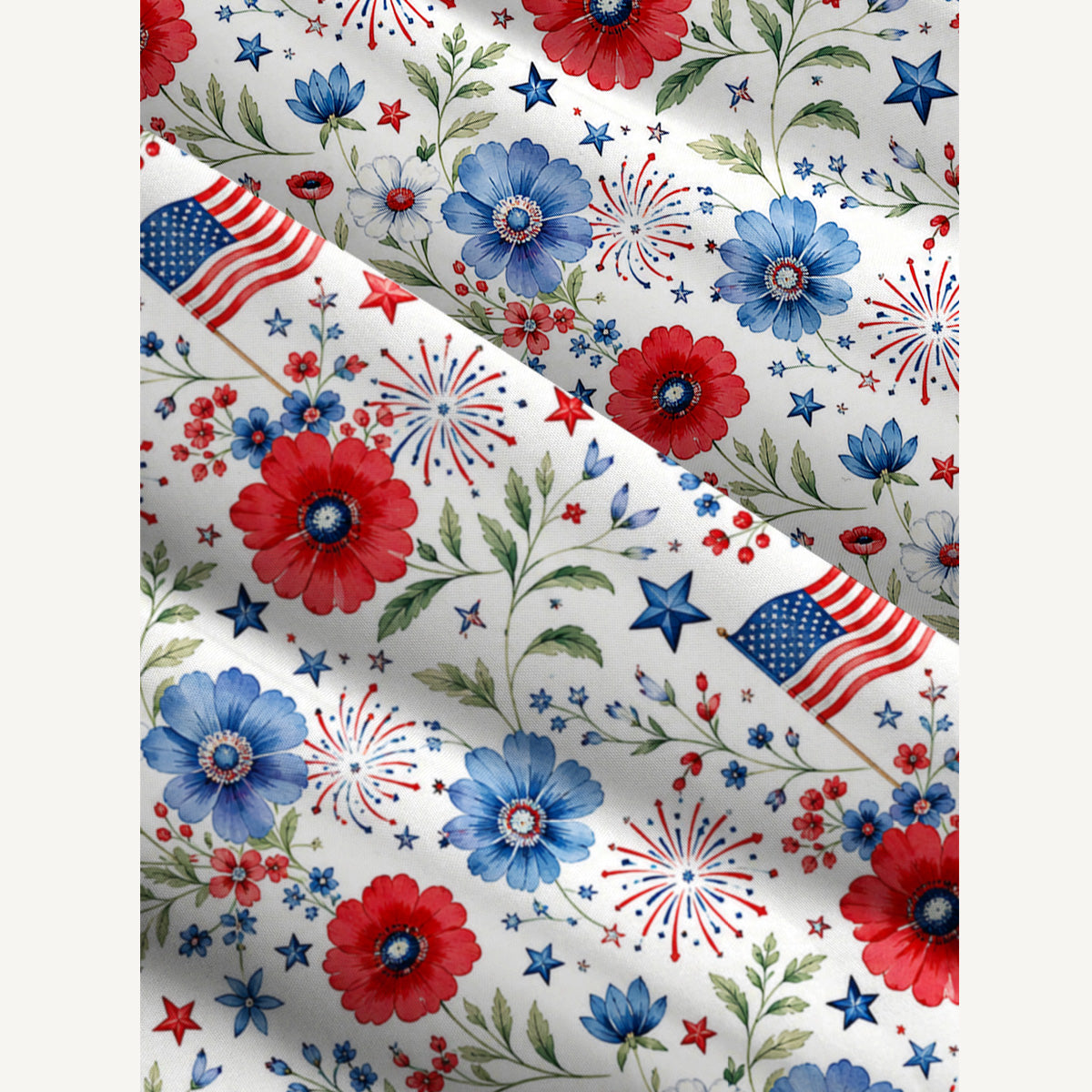 Patriotic Poppy Garden Print Wide Straps Maxi Dress With Pockets