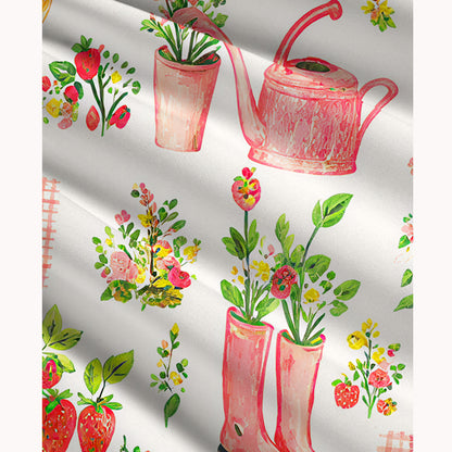 Watercolor Pink Farm Chicken Cow Print Convertible Maxi Skirt & Strapless Dress