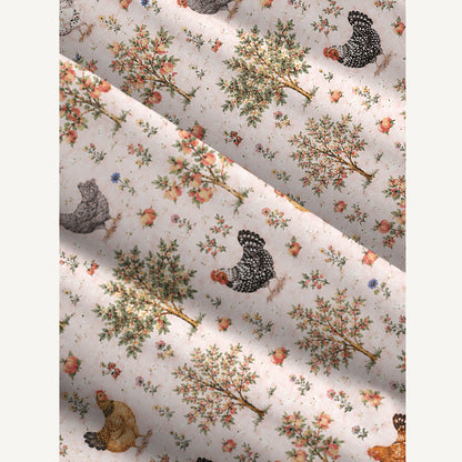 Farm Orchard with Chickens and Trees Print Wide Straps Maxi Dress With Pockets