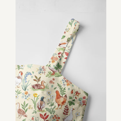 Countryside Garden Critter Print Cotton Wide Straps Maxi Dress With Pockets