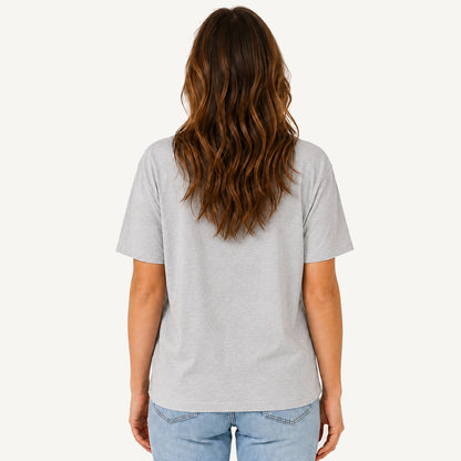Blooming White Chicken Meadow Print Crew Neck Cotton Tee