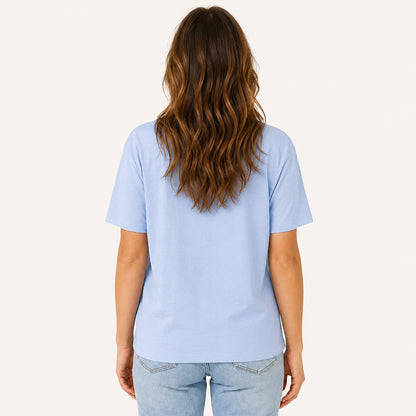 Vintage Quilt Star Meadow Print Crew Neck Cotton Tee