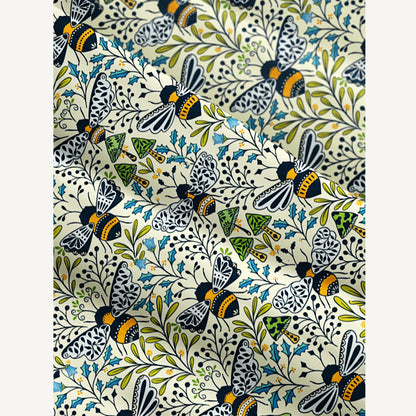 Botanical Bee Garden Print Wide Straps Maxi Dress With Pockets