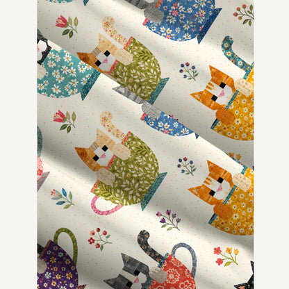 Perler Bead Cat Print Wide Straps Maxi Dress With Pockets
