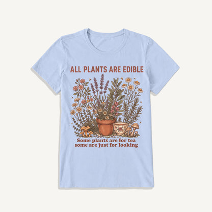 All Plants Are Edible Print Crew Neck Cotton Tee