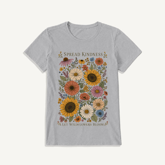 Kindness Wildflower Garden Print Crew Neck Cotton Tee