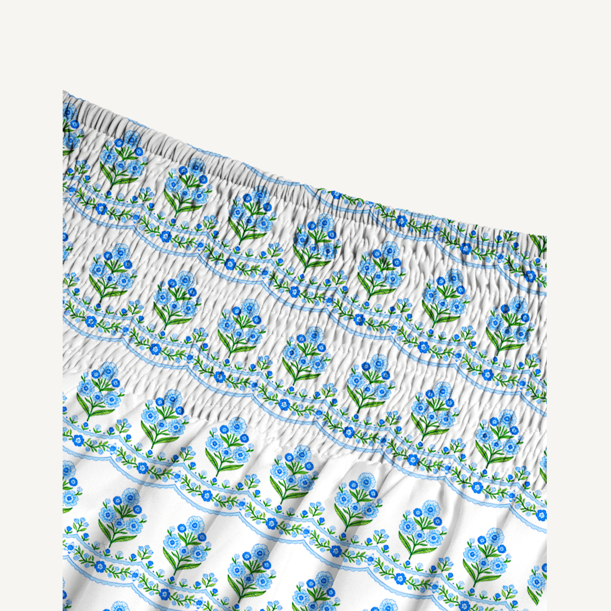 Azure Folk Print Convertible Maxi Skirt & Strapless Dress