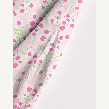 Square Neck Pink Daisy Print Wide Straps Maxi Dress With Pockets