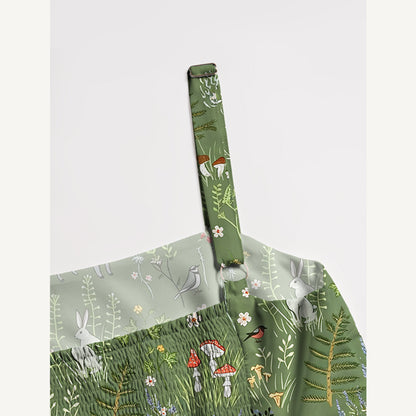 Whimsical Woodland Animals Print Wide Straps Maxi Dress With Pockets