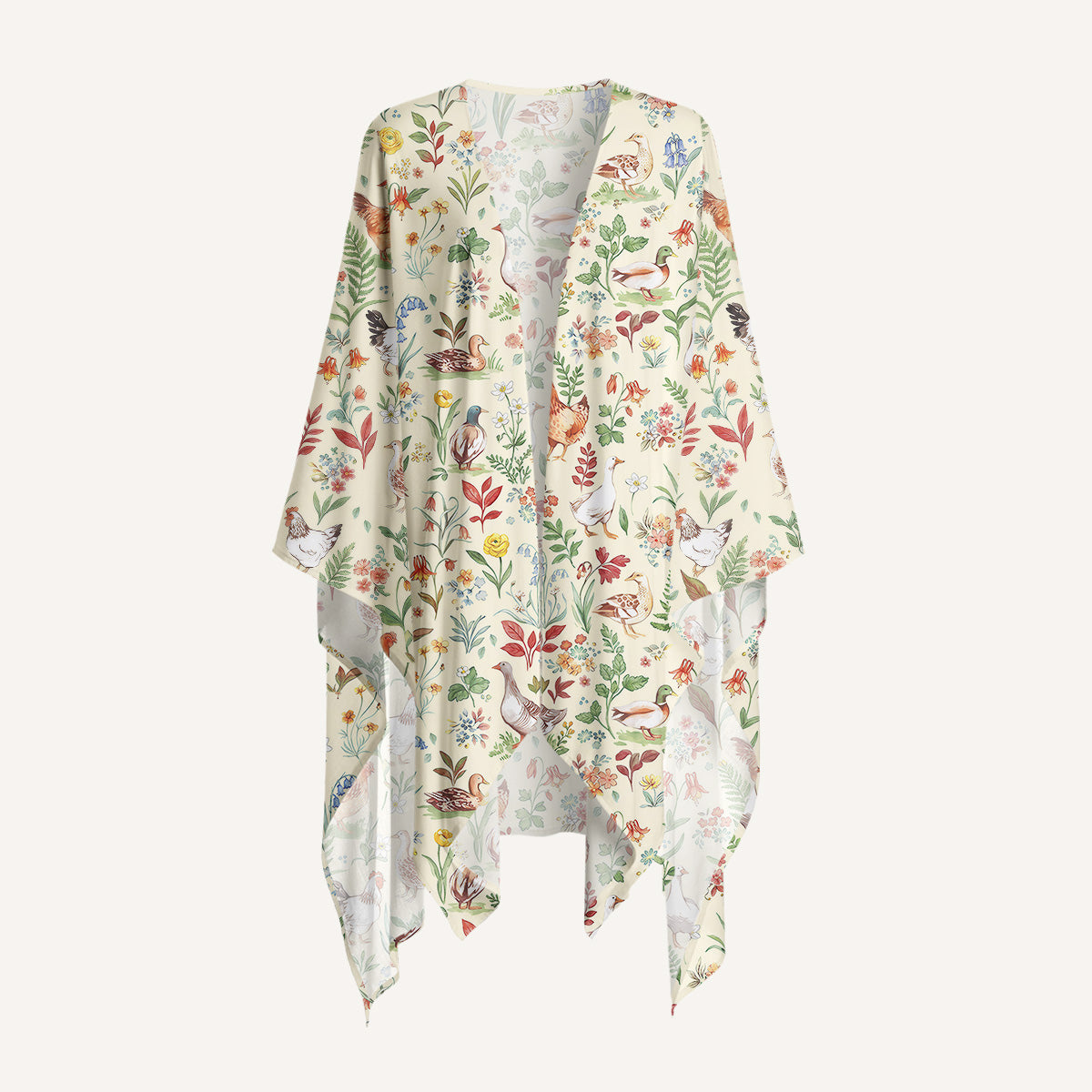 Countryside Garden Critter Print Kimono Wrap