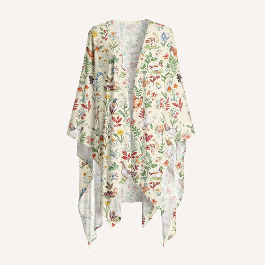 Countryside Garden Critter Print Kimono Wrap