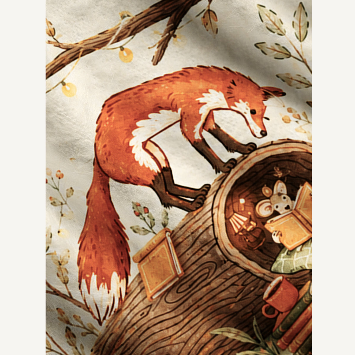 Cozy Woodland Fox Print Ugly Cardigan Sweaters