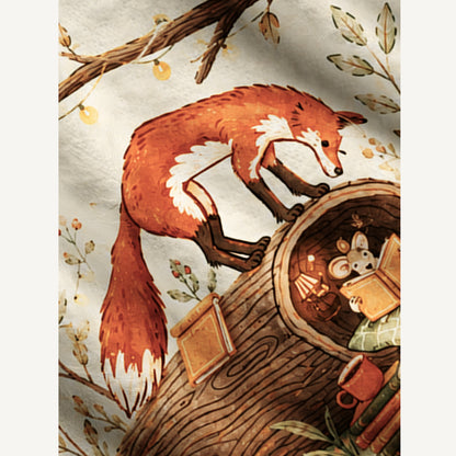 Cozy Woodland Fox Print Ugly Cardigan Sweaters