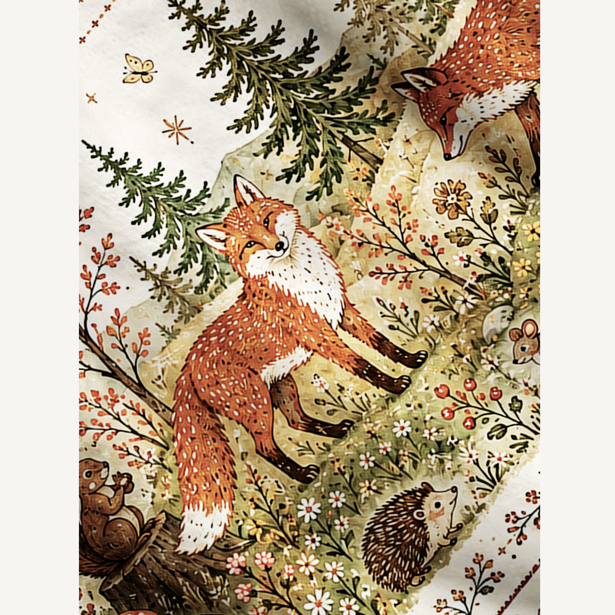 Moonlit Woodland Foxes Print Halloween Ugly Cardigan Sweaters