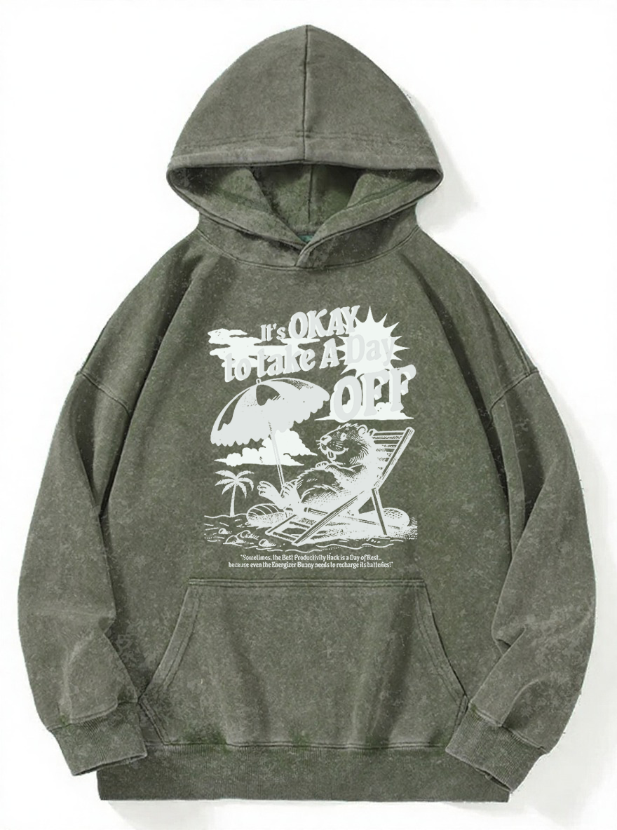 Vintage It'S Okay To Take A Day Off  Mouse Washed Hoodie