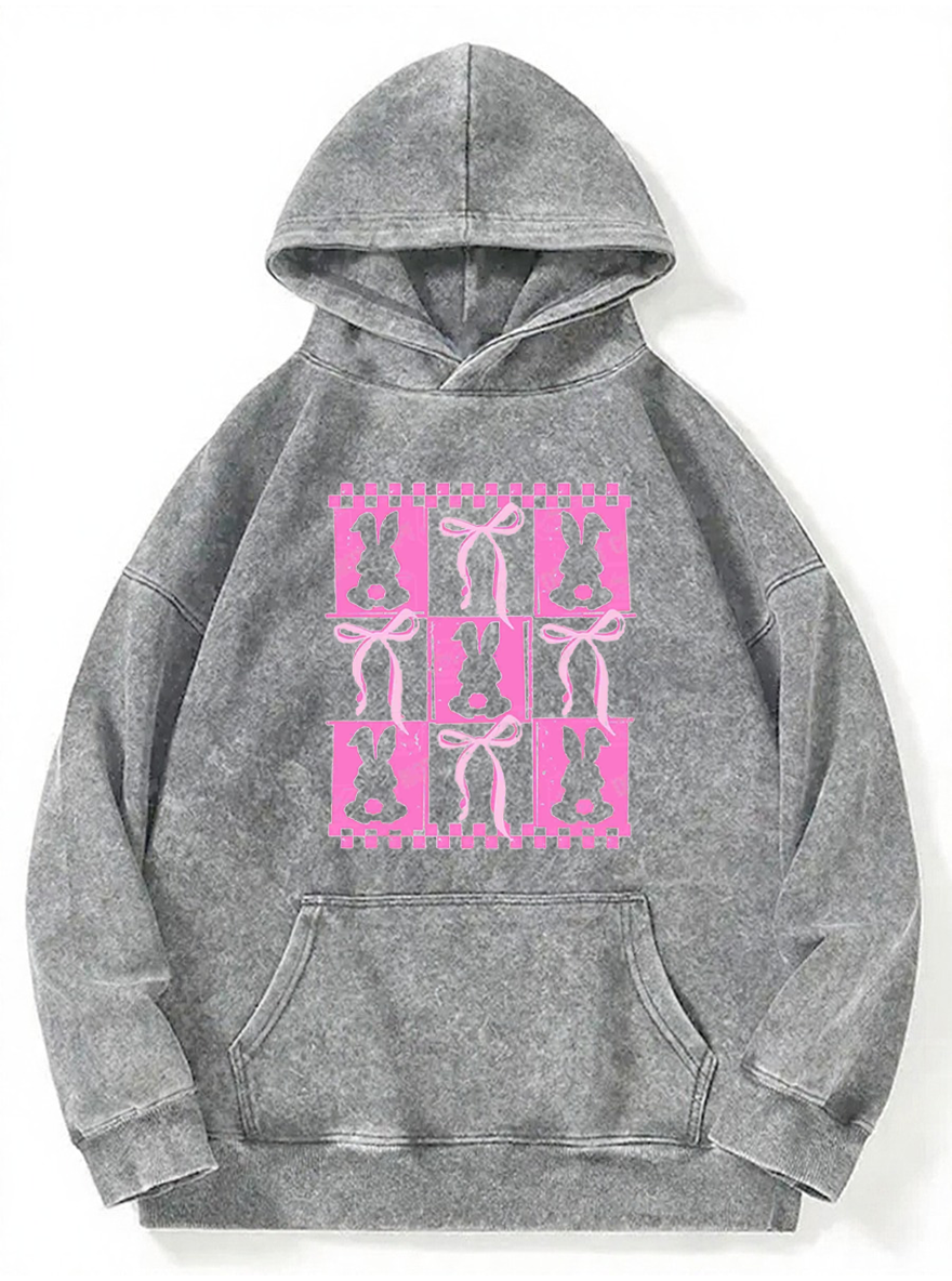 Vintage Checkered Coquette Washed Hoodie