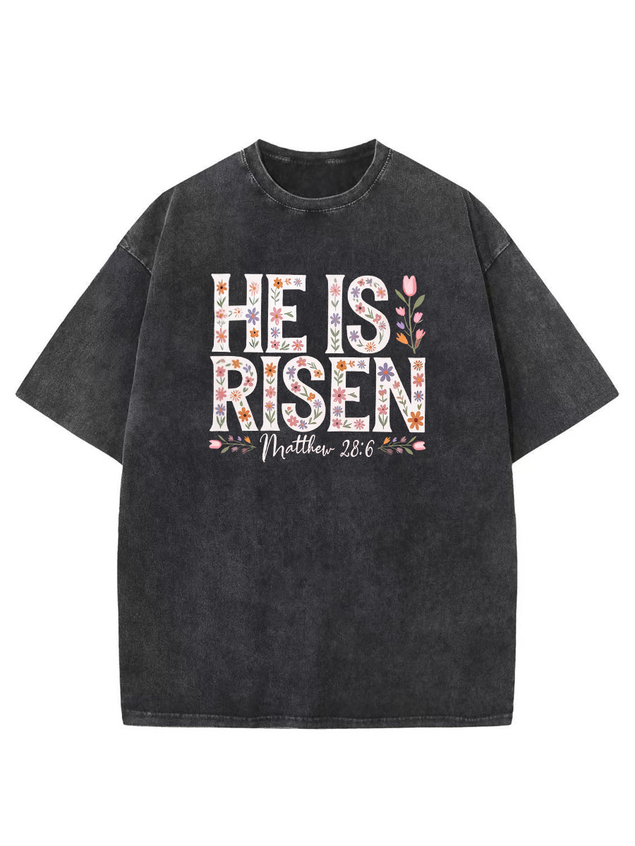 Vintage He Is Risen Christian Washed T-Shirt