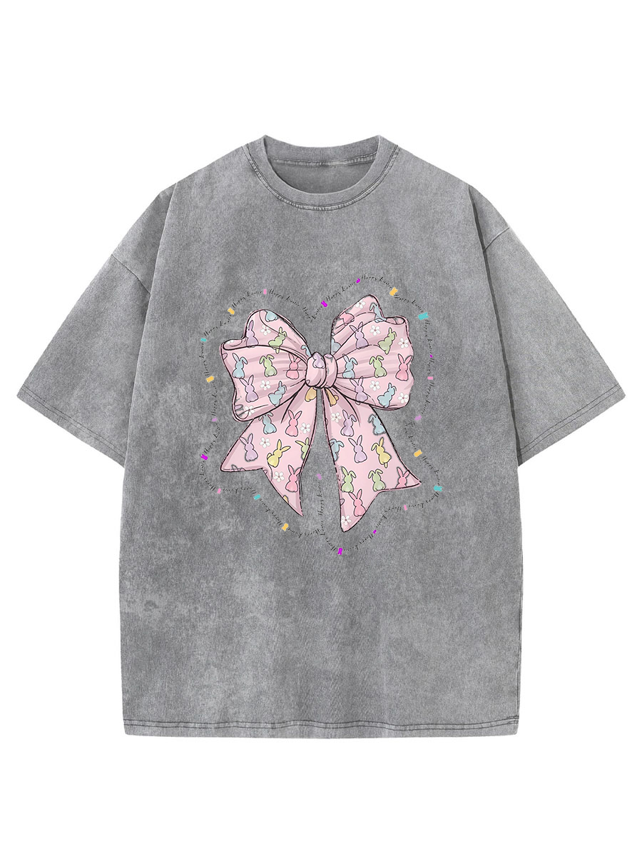 Vintage Easter Pink Bow Washed T-Shirt