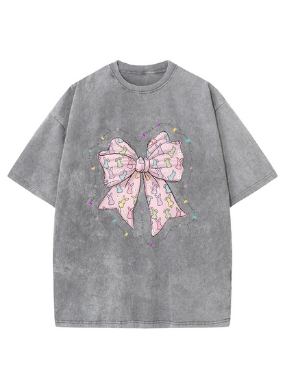 Vintage Easter Pink Bow Washed T-Shirt