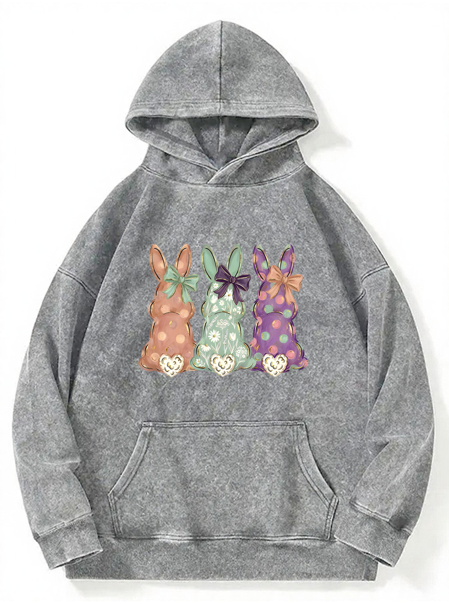 Vintage Bunnies Hand-Painted Washed Hoodie