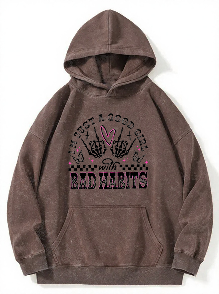 Vintage Good Girl Bad Habits Washed Hoodie