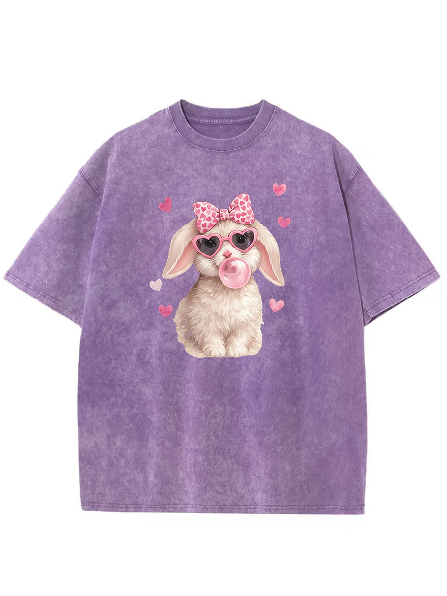 Vintage Easter Cute Bunny Washed T-Shirt