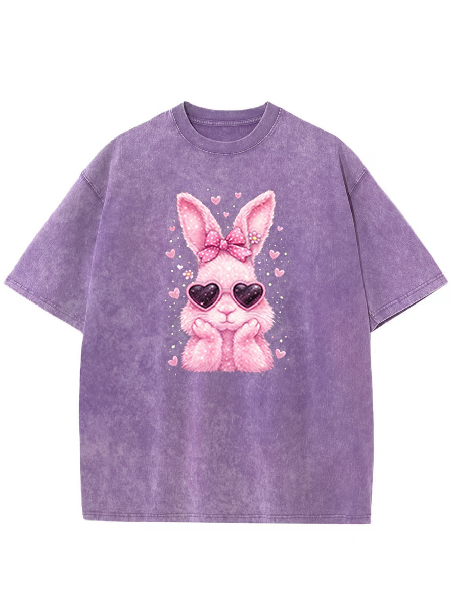 Vintage Cute Easter Bunny Washed T-Shirt
