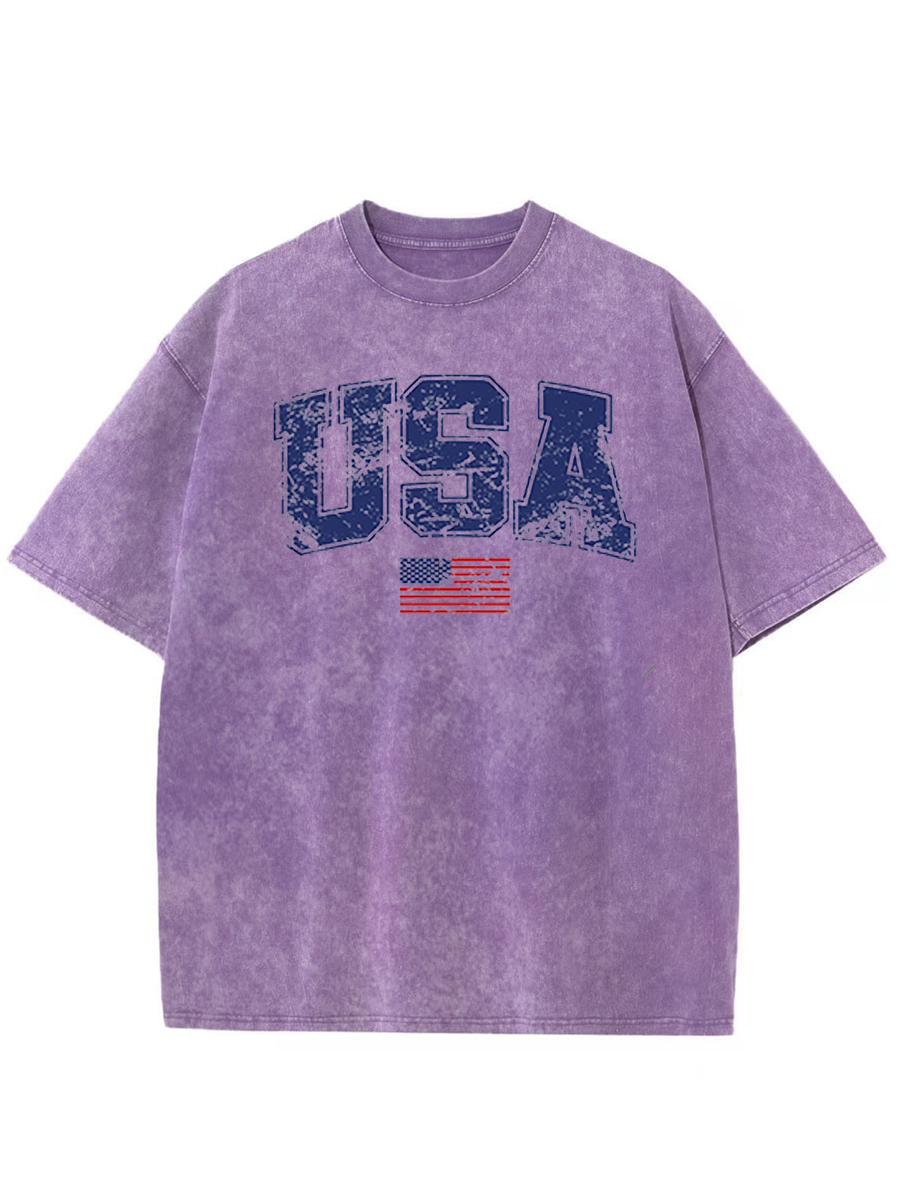 Vintage Retro Usa Washed T-Shirt