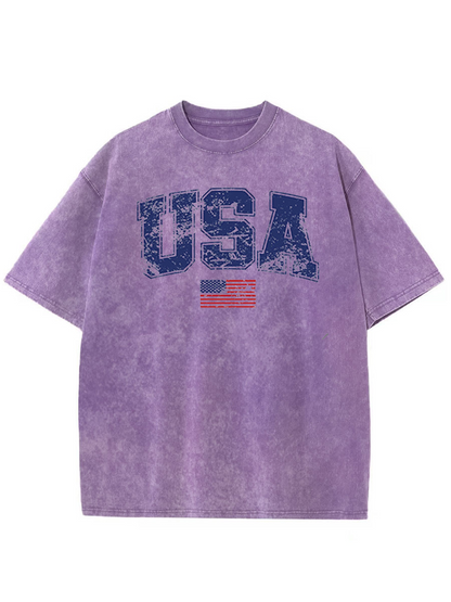 Vintage Retro Usa Washed T-Shirt