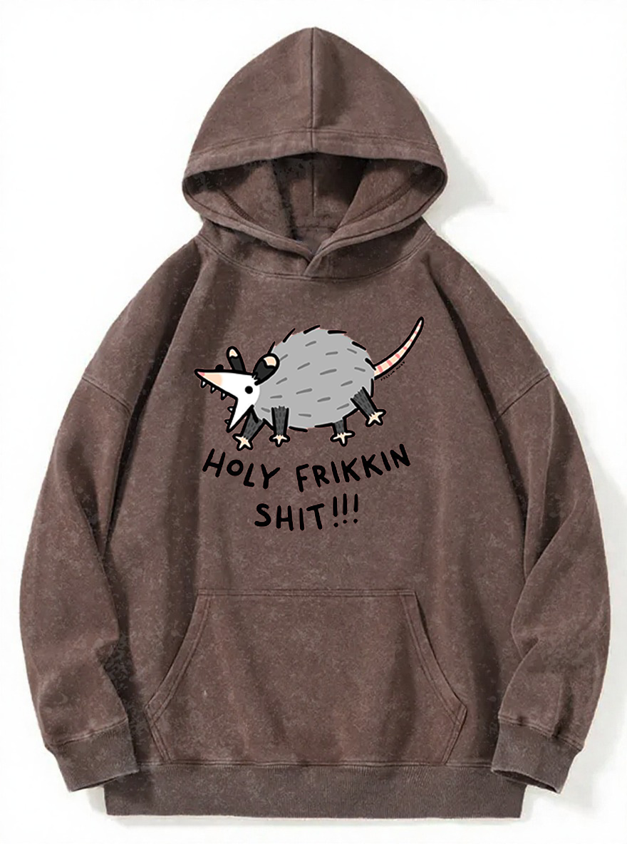 Vintage Funny Possum Holy Frikkin Wasted Washed Hoodie