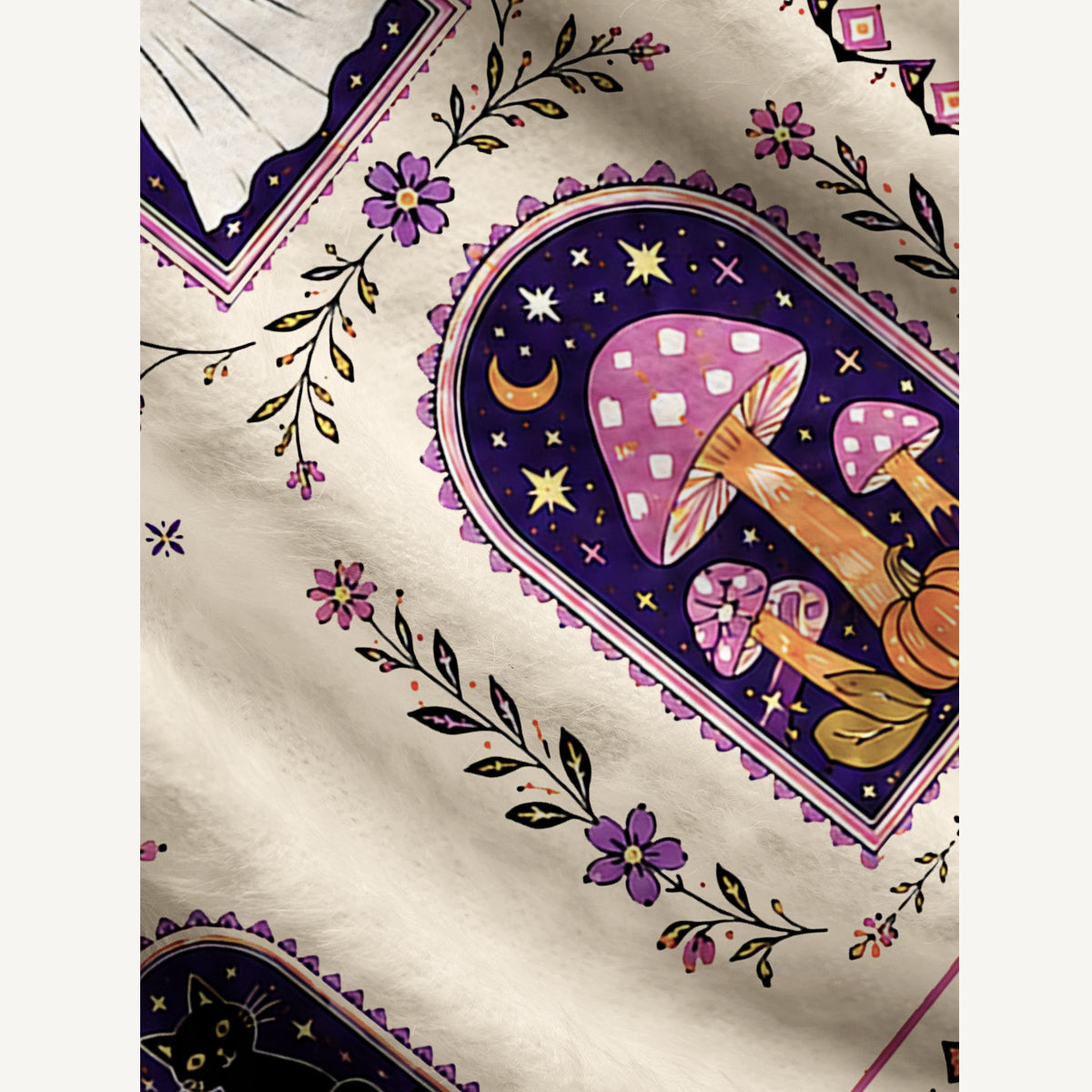 Moonlit Ghost Garden Print Halloween Ugly Cardigan Sweaters