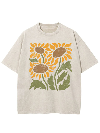 Vintage Boho Sunflower Washed T-Shirt