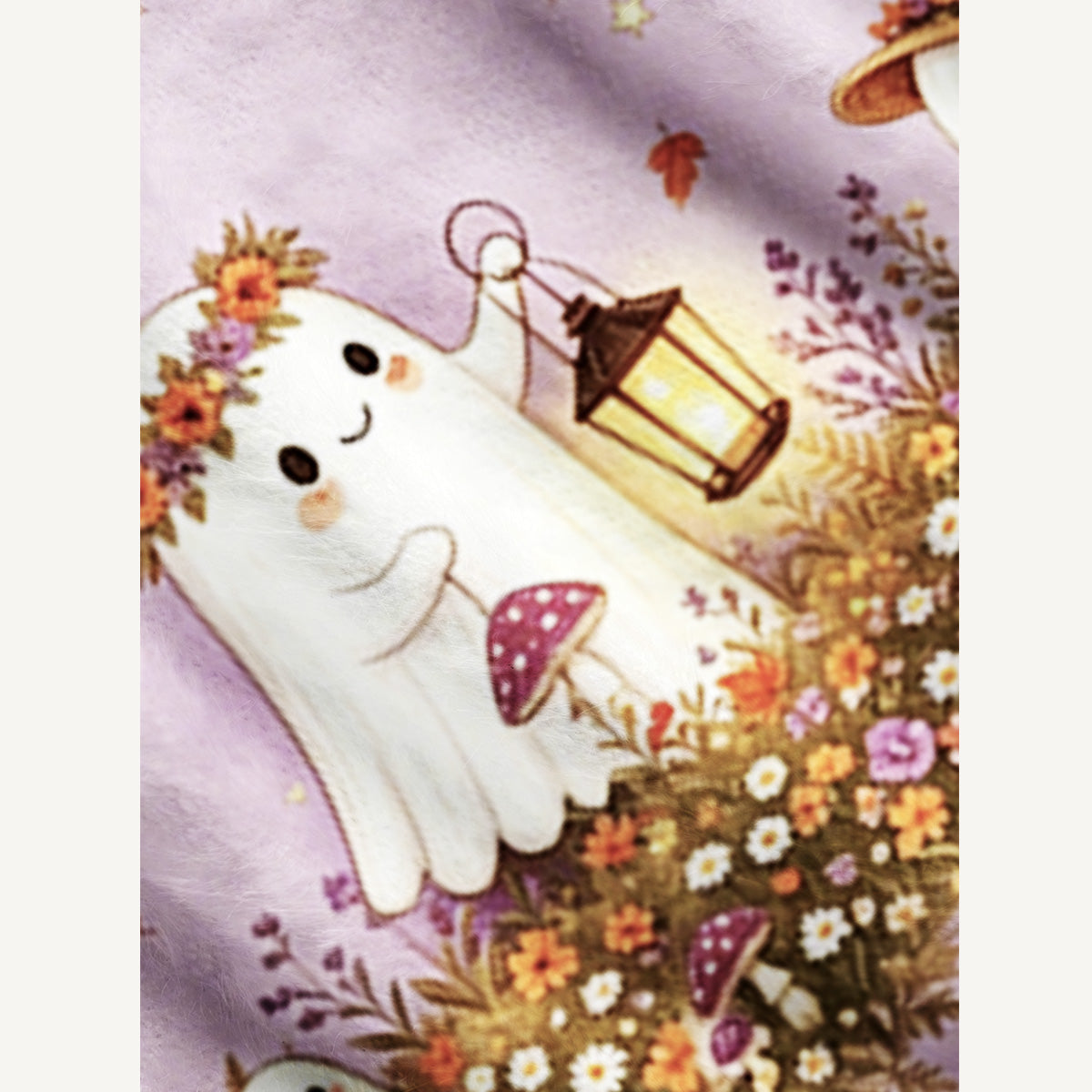 Lavender Pumpkin Country Ghost Print Ugly Cardigan Sweaters