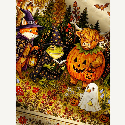 Halloween Pumpkin Fairy Forest Print Halloween Ugly Cardigan Sweaters