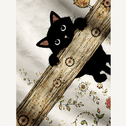 Whimsical Cat Garden Print Ugly Cardigan Sweaters