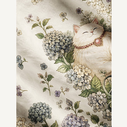 Hydrangea Garden Napping Cats Print Ugly Cardigan Sweaters