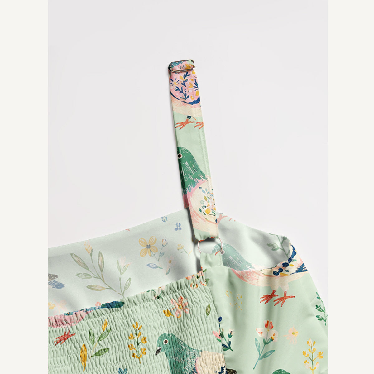 Botanical Wildflowers & Cottage Garden Birds Print Wide Straps Maxi Dress With Pockets