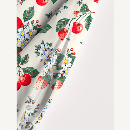 Cottage Garden Cherry Pattern Print Wide Straps Maxi Dress With Pockets