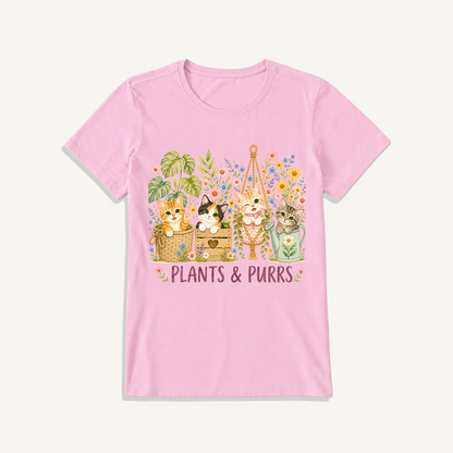 The Purrfect Garden Potters Print Crew Neck Cotton Tee