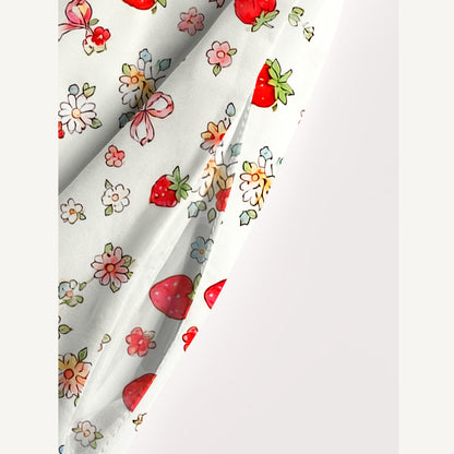 Strawberry Bow Print Wide Straps Maxi Dress With Pockets