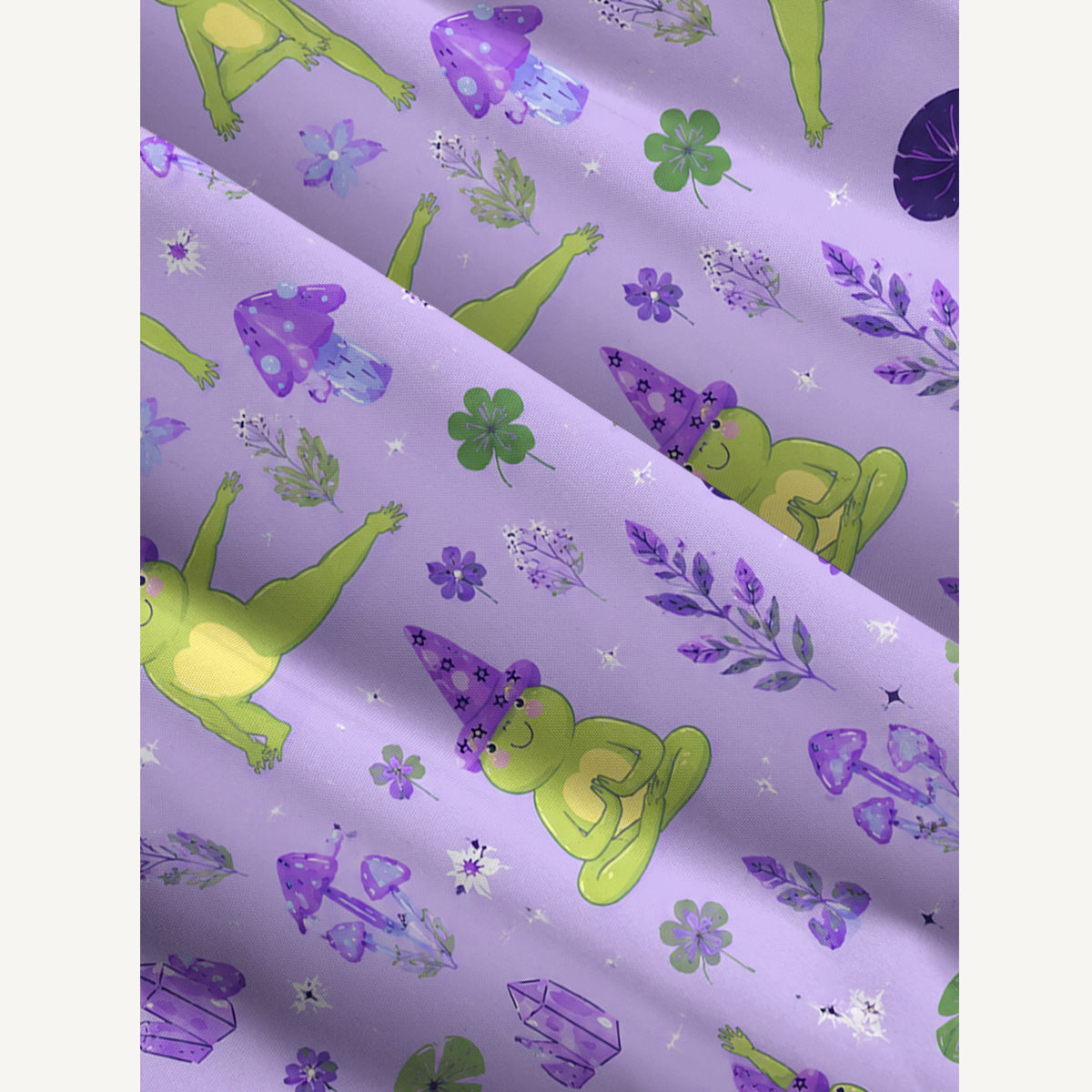 Frog Yoga Print Wide Straps Maxi Dress With Pockets