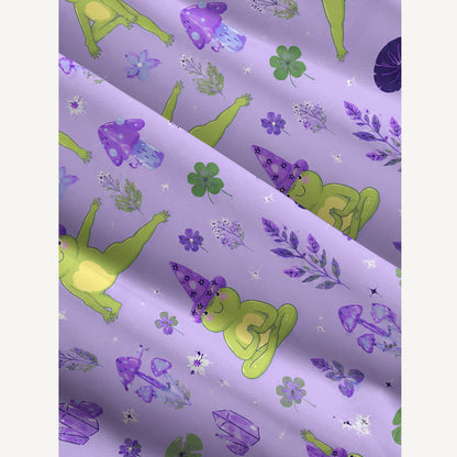 Frog Yoga Print Wide Straps Maxi Dress With Pockets