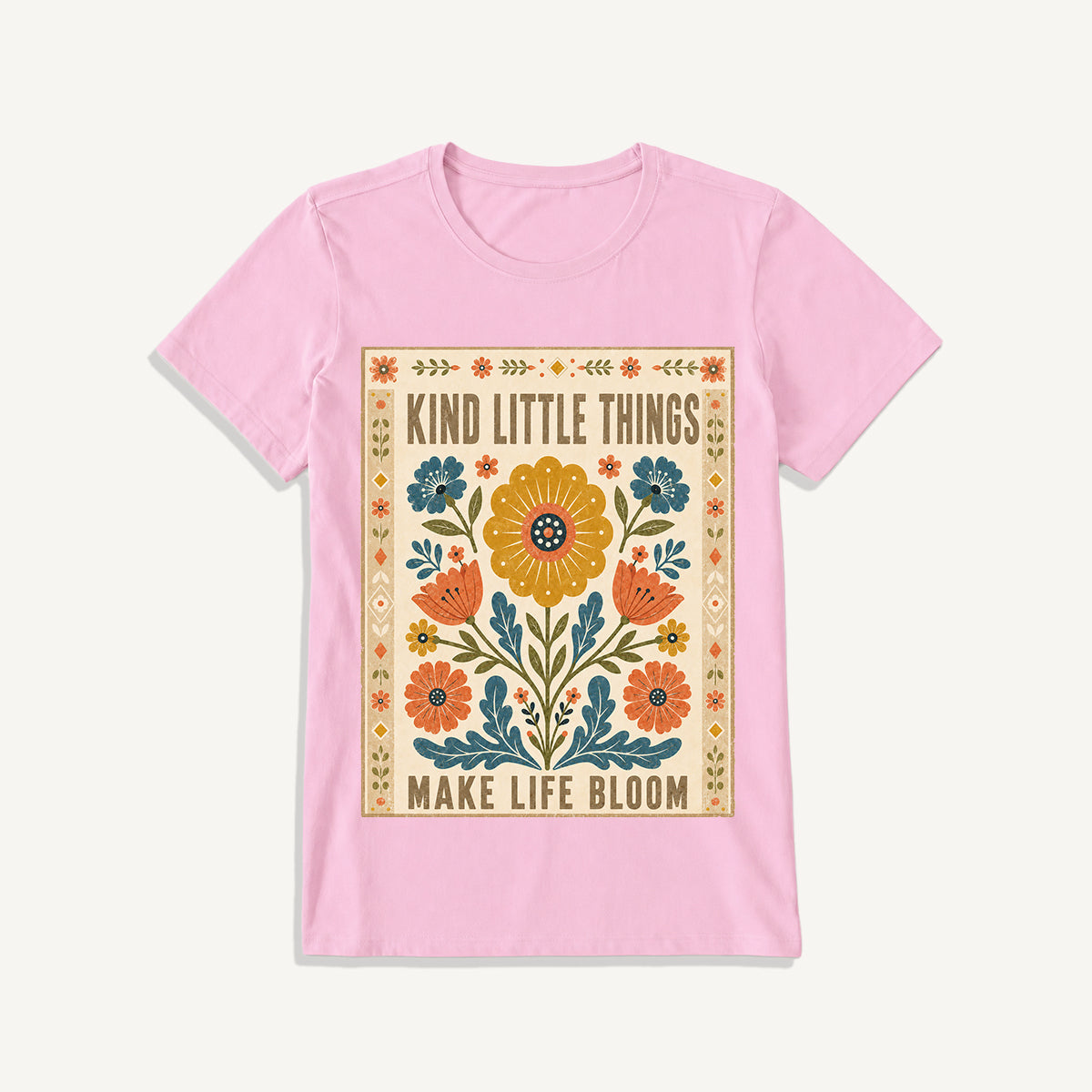 Kind Little Things Folk Bloom Print Crew Neck Cotton Tee